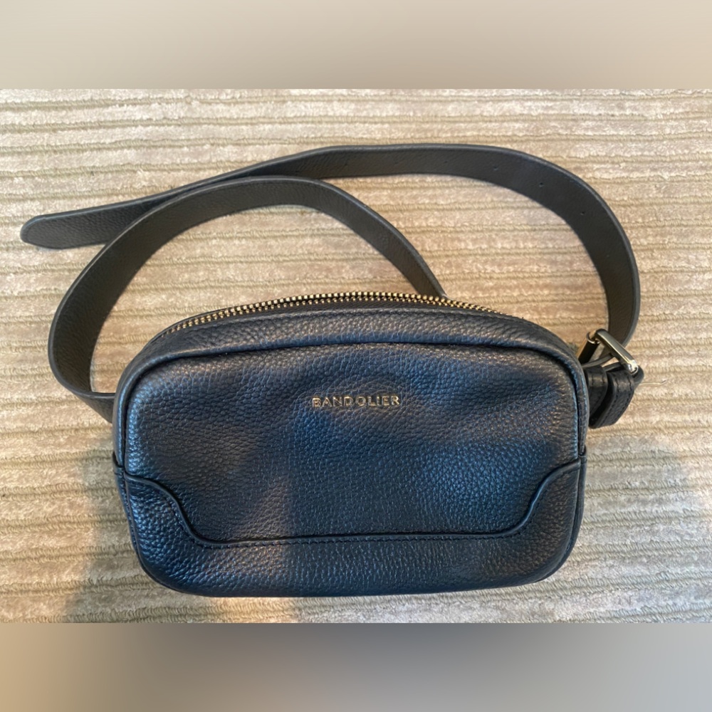 Bandolier Pebbled Kate Belt Bag in Black/Gold